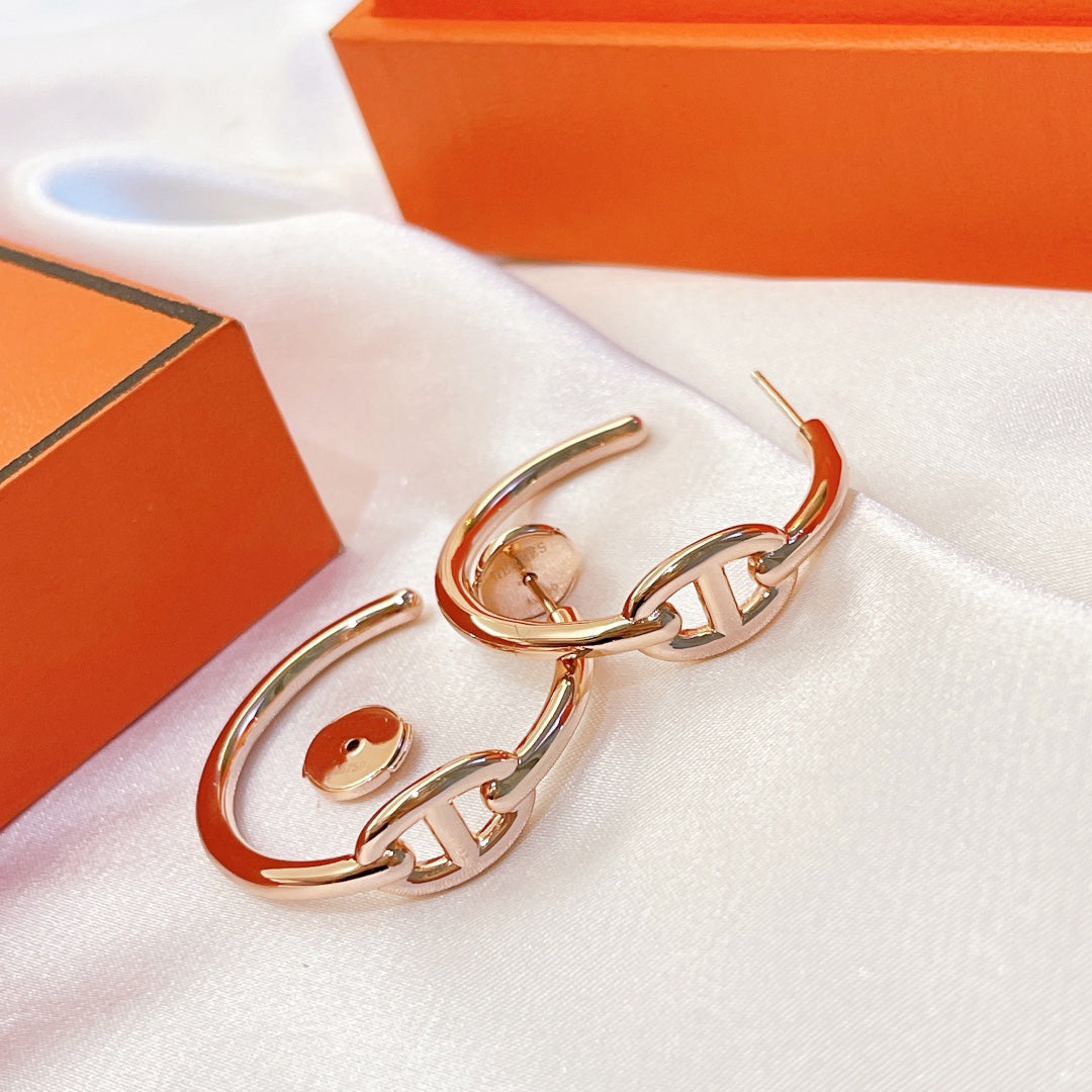 HERMES ENCHAINE HOOP EARRINGS