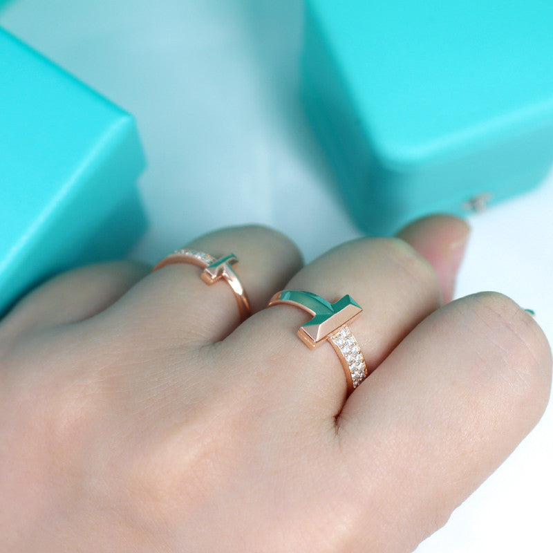 TIFFANY T1 NARROW DIAMOND PINK GOLD RING