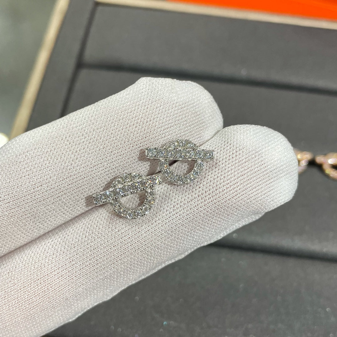 HERMES ECHAPPEE MINI DIAMOND STUD EARRINGS