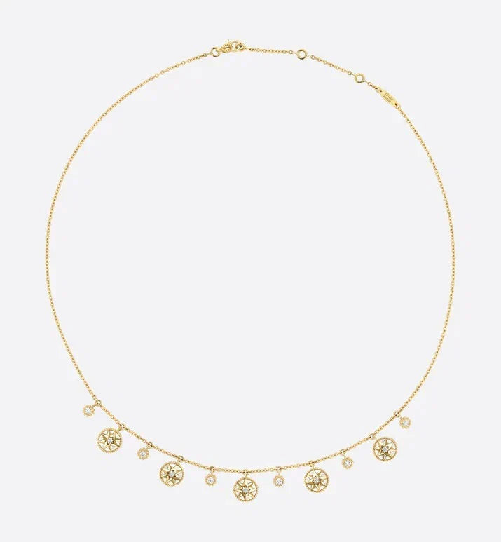 DIOR ROSE DES VENTS NECKLACE YELLOW GOLD, DIAMONDS AND MOTHER-OF-PEARL