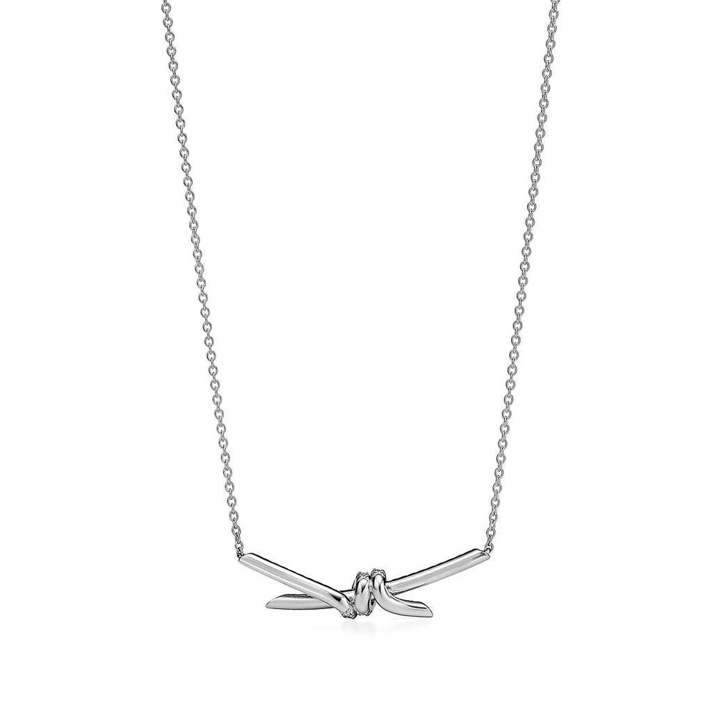 TIFFANY KNOT PENDANT SILVER DIAMOND NECKLACE