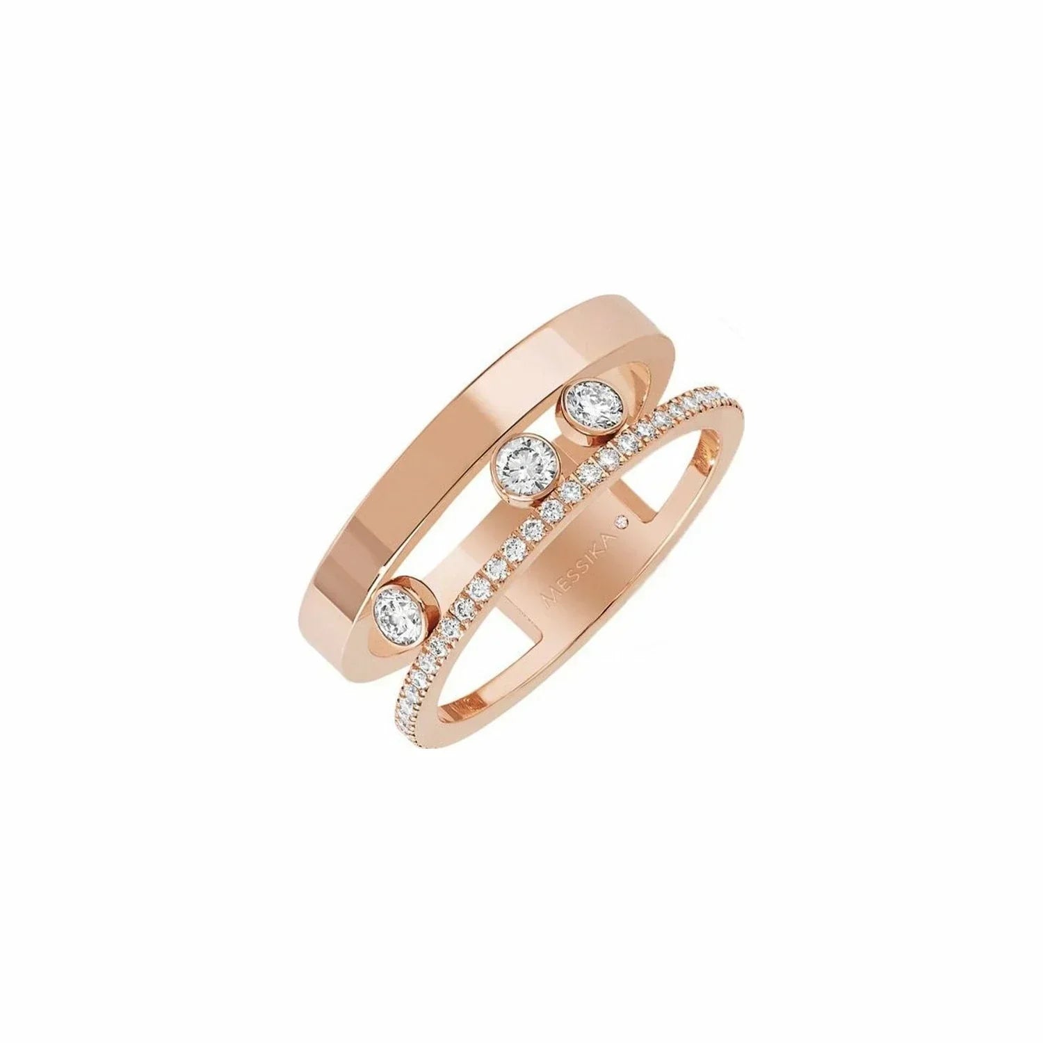 MESSIKA MOVE ROMANE PINK GOLD AND SILVER DIAMOND RING