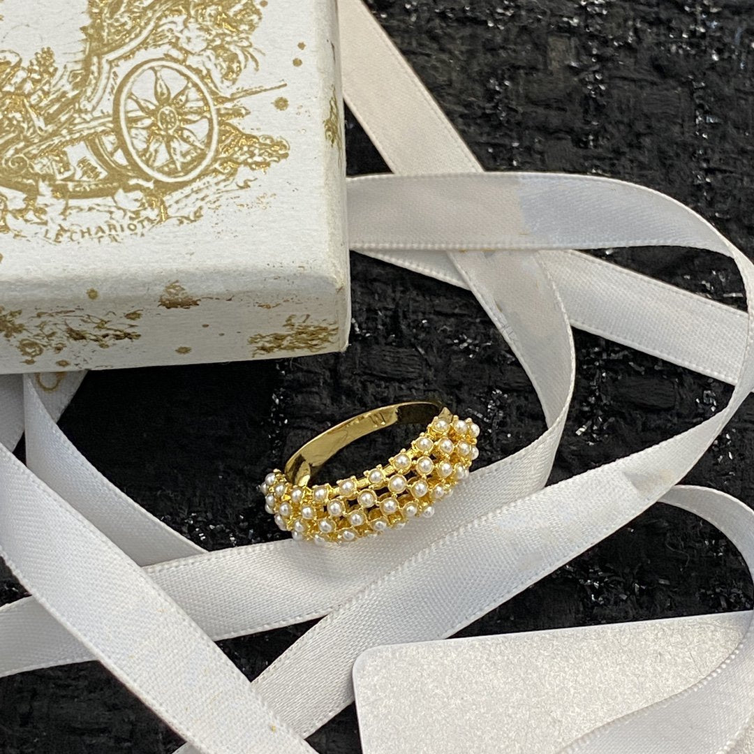 DIOR CD RING PEARL GOLD