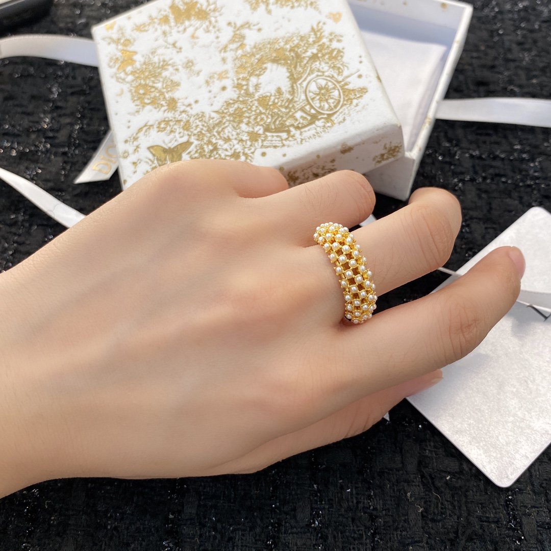 DIOR CD RING PEARL GOLD