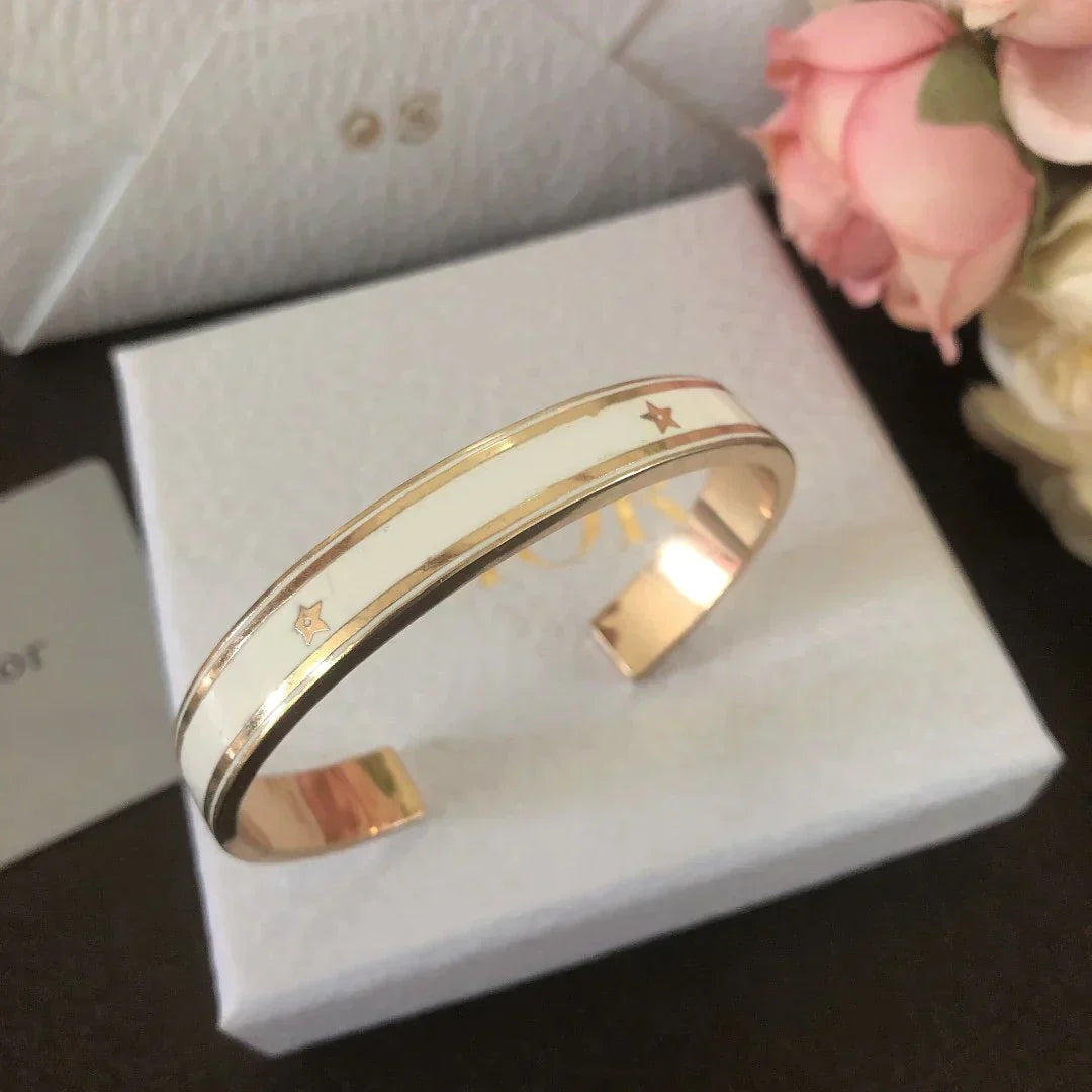 DIOR CODE BANGLE GOLD-FINISH METAL AND LACQUER WOMEN
