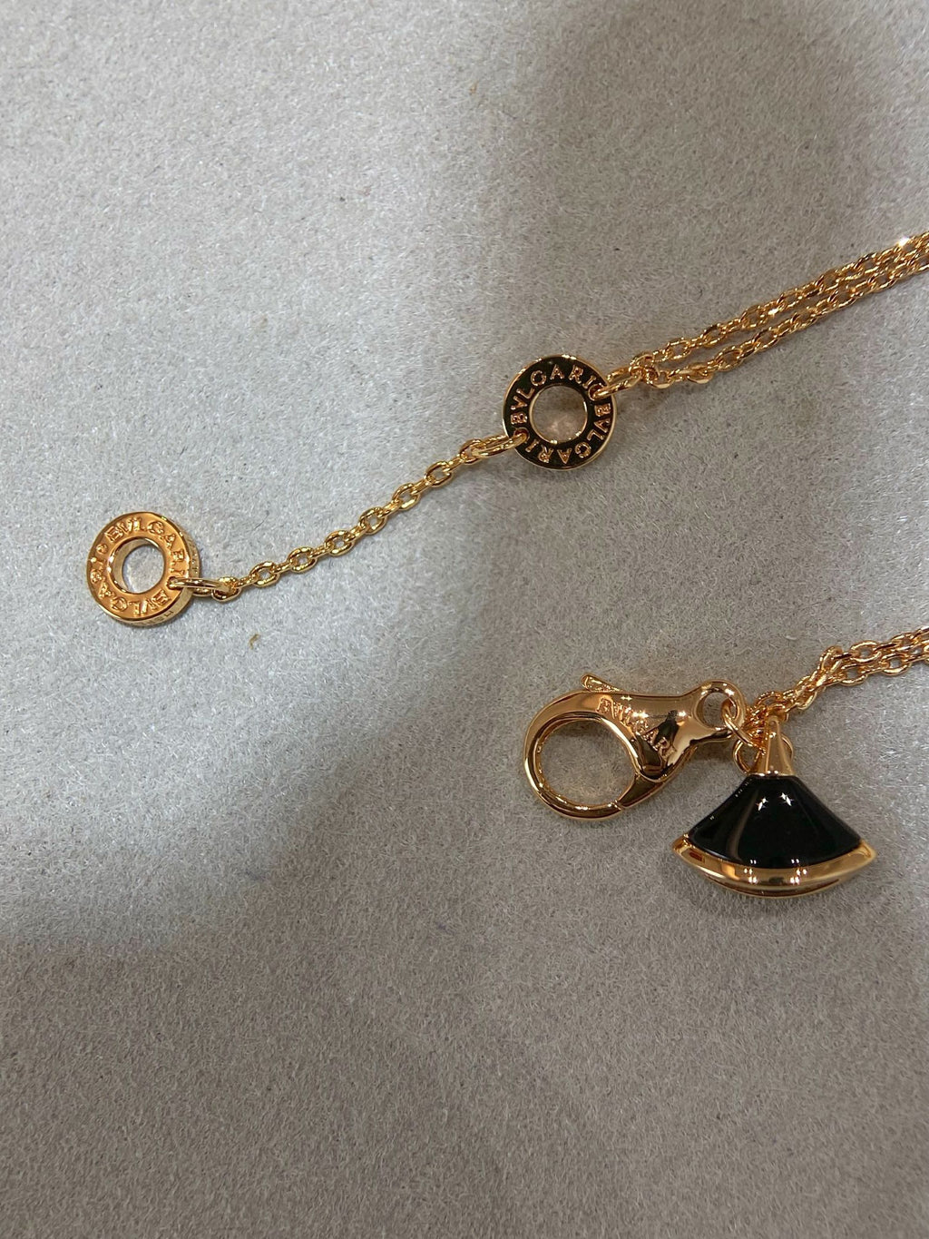 BVLGARI BVL 4 MOTIF MOP GOLD DOUBLE CHAIN BRACELET